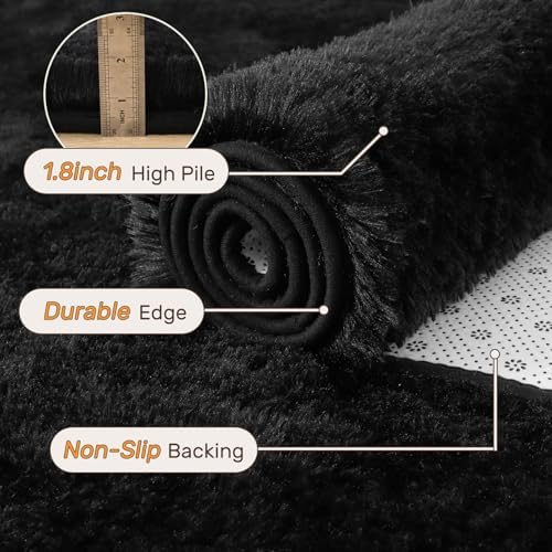 6x9 Ft Large Black Shag Rug for Living Room Bedroom, Ultra Soft Fluffy Furry Area Rug, Aesthetic Carpet for Indoor Floor Home Decor - Image 4