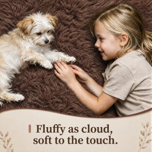 9x12 Area Rugs for Living Room: Soft Brown Fluffy Rug Shag Washable Rug Plush Fuzzy Indoor Carpet for Bedroom Nursery Playroom Girls Boys Kids Room (Brown, 9'x12') - Image 3