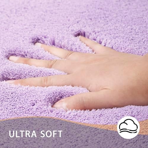 MINIDEAR Toilet Rugs 24x20 - U Shaped Purple Thick Memory Foam Contour Rugs,Ultra Soft & Plush Fluffy, Non-Slip, Quick Dry, Absorbent Washable Floor Microfiber Mat for Home Decor Accessories - Image 3