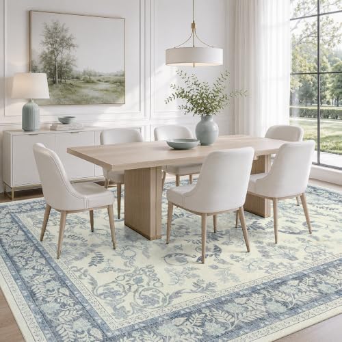 DCX Blue and Beige Washable 6x9 Rug - Image 4