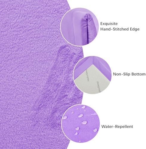 Baby Play Mat for Floor,1.3" Thick Elasti-Foam 50x50 Playpen Mat for Toddlers Infant kids,Water-Repellent Soft Coral Velvet for Tummy Time,Non-Slip Backing for Crawling,Tatami Style(Lavender) - Image 2