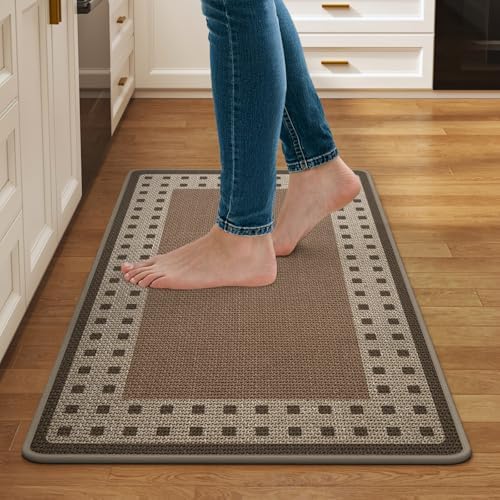 Kitchen Mats for Floor, Non Slip Kitchen Rugs, 17x30 Brown by QiCaiJia