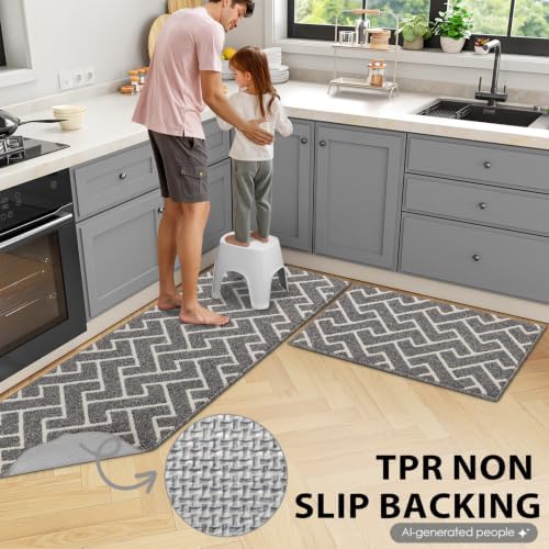 hicorfe Kitchen Runner Rug,20"x59"+20"x48" Kitchen Set,Non-Slip Kitchen Mat - Image 3