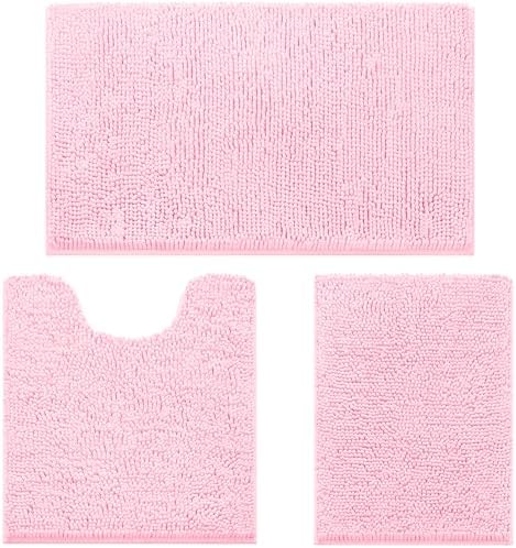 HOMEIDEAS Bathroom Rugs Set of 3, Super Soft Absorbent Chenille Bath Rugs by HOMEIDEAS