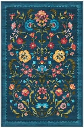 GarveeHome Blue Floral 2x3 Washable Rug Small Door Mat - Image 4