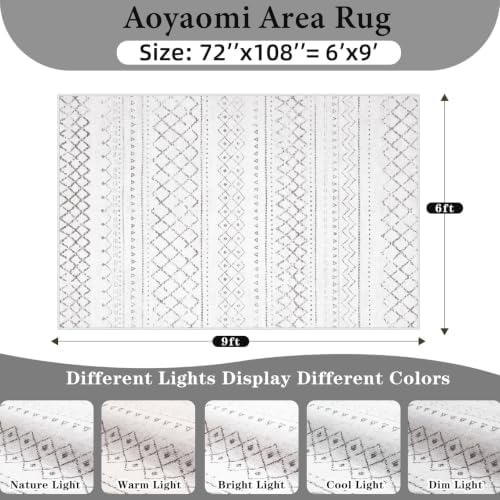 Area Rug for Living Room 6x9: Large Washable Boho Moroccan Rugs Geometric Neutral Rug, Non-Slip Foldable Morden Farmhouse Indoor Floor Carpet for Bedroom Dining Table Home(Dark Grey,6X9) - Image 2