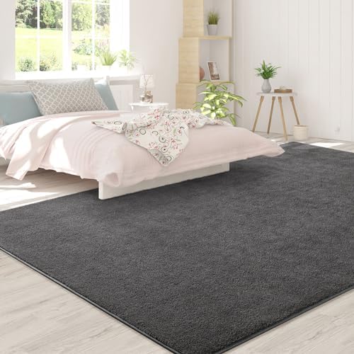 FlyDOIT Area Rugs for Bedroom Living Room, 7x10 Dark Grey Super Soft Comfy Thickened Memory-Foam Indoor Carpets, Modern Aesthetic Minimalist Carpet for Boys Girls Adults Apartment Nursery Home Décor - Image 4