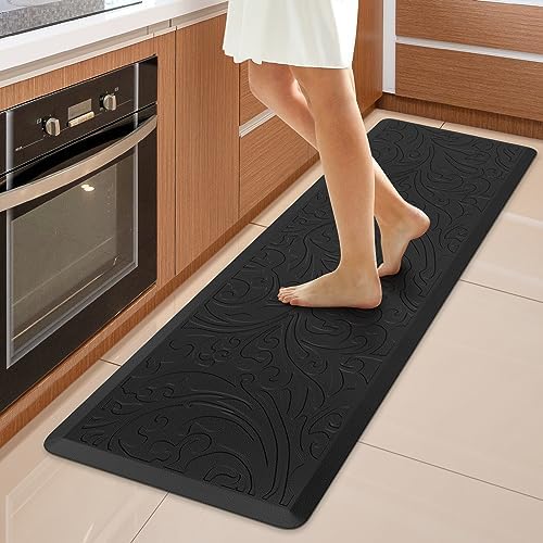 KMAT Kitchen Mat Cushioned Anti-Fatigue Waterproof Non-Slip Standing Mat Ergonomic Comfort Rug for Home,Office,Sink,Laundry,Desk 17.3" (W) x 60"(L),Black by KMAT