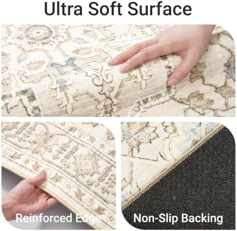 befbee 2x6 Hallway Runner Rug Non Slip Washable Kitchen Rugs Beige - Image 4
