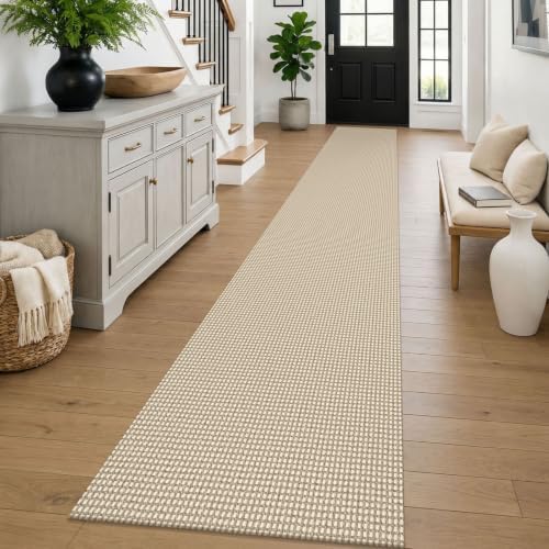 KOZYFLY Braided 2x16 Runners Rugs for Hallway, Extra Long Washable Runner Rug, Woven Non Slip Kitchen Runner, Cotton Entryway Rug, Floor Carpet for Entry, Aisle, Hall, Oatmeal Beige by KOZYFLY