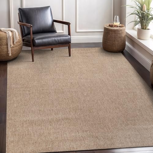 CAMILSON Easy Jute Rug 6x9, Indoor Outdoor Natural Color Fiber Area Rugs for Living Room Patio and Kitchen Rug, Solid Boho Woven Design, Easy-Cleaning, Washable Outside Carpet Alfombras (6 x 9) - Image 5