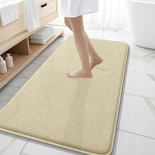 OLANLY Memory Foam Bathroom Runner Rug 47x20, Absorbent Long Bath Mat, Sand by OLANLY