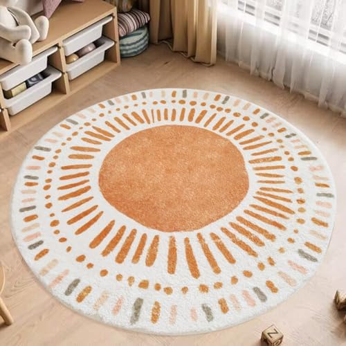 Poowe Cute Point Rings Kids Rug Round Alphabet Soft Area Rugs for Bedroom (Round 39.4") by Poowe