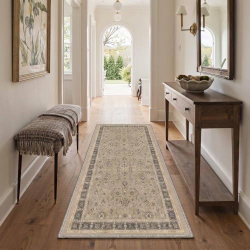 Bavni 2X5 Washable Hallway Runner Rug, Boho Floral Non Slip - Image 2