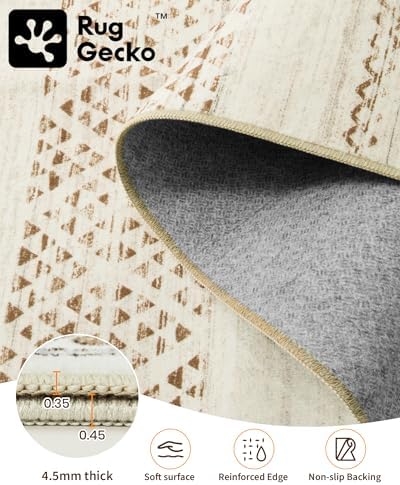 Miukiki 6x9 Area Rug Washable Non Slip Rug for Living Room Brown - Image 3