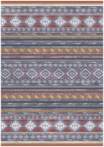RUGSURE Washable Area Rugs 9' x 12' - 1/6 Thick - Moroccan-Inspired -Stain & Water Resistant Non-Slip - Resistant Rug for Living Room, Bedroom, Nursery, Pet & Child Friendly (Blue and Red) - Image 3