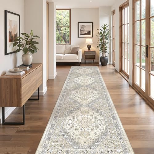 zesthome 2x8 Runner Rug Non Slip,Washable Hallway Runner Rug,Beige by Zesthome
