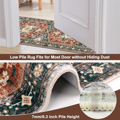 Yamaziot Washable Area Rug, 2x3 Small Boho Vintage Entryway Non-Slip Rug - Image 4