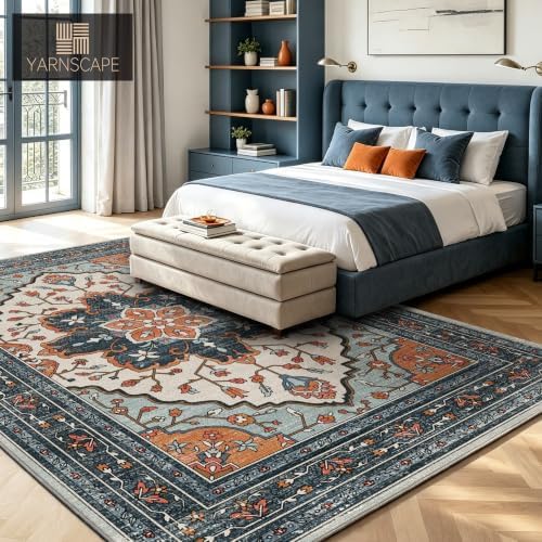 YARNSCAPE 6' x 9' Machine Washable Area Rug, Non-Slip Low-Pile Carpet - Image 4