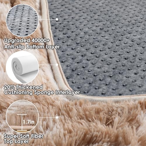 Runner Rugs for Bedroom Living Room, 2x6 Tie-Dyed Beige Hallway Area Rug - Image 3