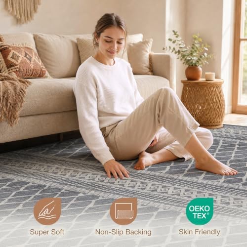 cotiled Boho 5x8 Area Rugs for Living Room: Soft Moroccan Washable Rug - Image 3