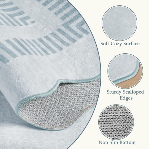Area Rugs 5x7 Living Room Washable Modern Rug, Vintage Blue Soft Non Slip Rugs Stain Resistant Indoor Carpet for Bedroom Dining Room Nursery Home Office - Image 4