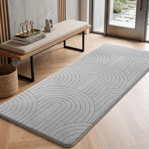 Sour Lemon 2x6 Runner Rug for Hallways Non Slip, Bedroom Modern Grey Rugs by SourLemon