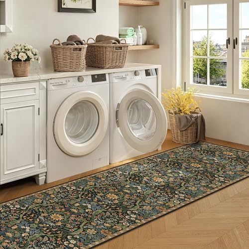 3x12 Floral Runner Rug for Kitchen Washable Hallway Runner Rug - Image 4