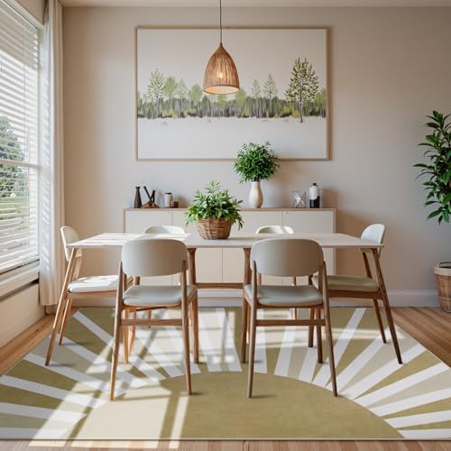 Lahome Khaki Rainbow Sun Washable Area Rug 9x12 for Living Room - Image 7