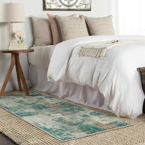 Lahome Modern Abstract Runner Rug with Rubber Backing - 2x6 Washable Rug Runners for Hallways Non Slip, 6 Ft Long Accent Carpet for Bathroom Kitchen Bedroom Entryway,Green/Grey - Image 3