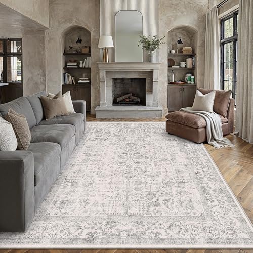 PureCozy 6x9 Washable Area Rug Gray Non Slip Thick Soft Vintage Carpet - Image 2