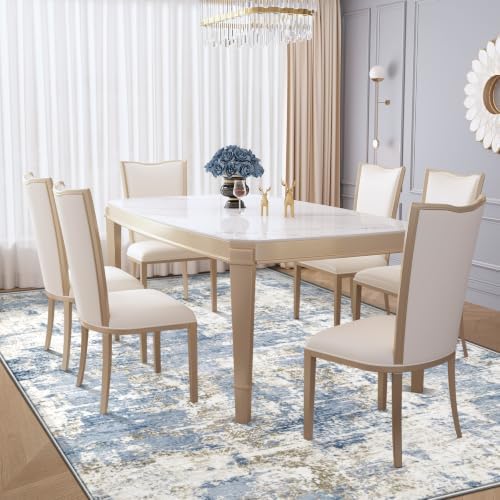 XLUEZ 6x9 Area Rugs for Living Room, Washable Modern Abstract Large Area Rug Neutral Soft Non Slip Kids Rug Stain Resistant Indoor Carpet for Bedroom Nursery Dining Room Playroom(Blue, 6'x9') - Image 5
