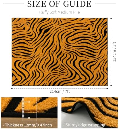 YIHOUSE Abstract Striped Area Rugs 5x7: Orange Washable Living Room Rug - Image 2