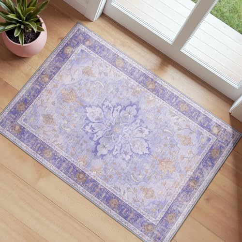 RELEANY Washable Area Rug, Small 2'x3', Purple by RELEANY