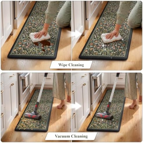Collive Kitchen Rugs Sets of 2 Cushioned Anti Fatigue, 20"x47"+20"x32" - Image 5