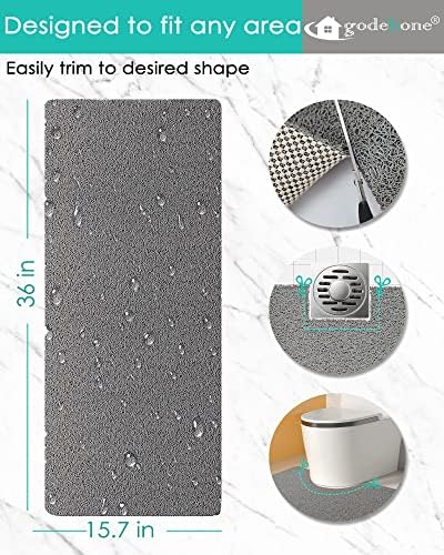 godehone Shower Mats Non Slip Without Suction Cups, PVC Loofah Bathroom Mats, Loofah Mats for Shower and Bathroom, Quick Drying, 15.7× 36 Inch, Grey - Image 2