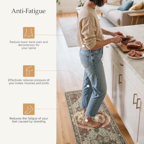 GENIMO Christmas Kitchen Mats for Floor, Anti Fatigue Mats 2PCS,Red - Image 3