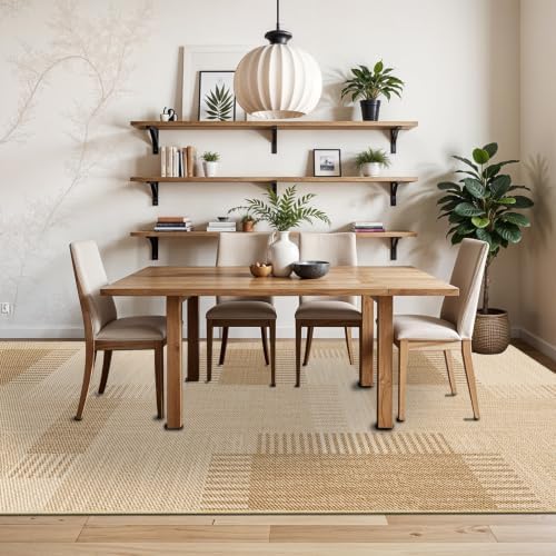 Faux Linen Washable Rug Smooth Breathable Floor Mat 5x12 Beige - Image 3