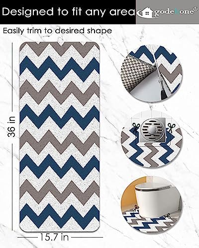 godehone Shower Mats Non Slip Without Suction Cups, PVC Loofah Bathroom Mats, Loofah Mats for Shower and Bathroom, Quick Drying, 15.7×36 Inch, Blue Geometric - Image 2