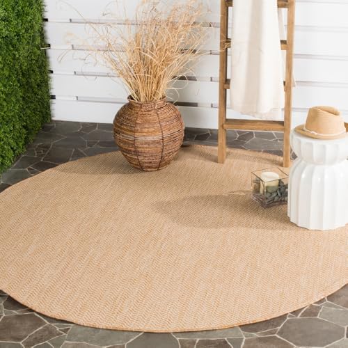SAFAVIEH Courtyard Outdoor Round Rug 10', Natural & Cream CY8022-03012 by Unknown