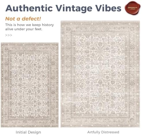 OPPODREAM Vintage Light Beige Area Rugs 6x9, Washable Rug for Living Room - Image 3