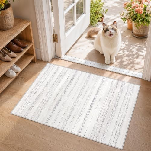 Nakagishi Boho 2x3 Washable Area Rug Non Slip Carpet for Entryway Gray by NakagishiAreaRug