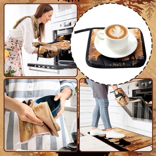 Fourluoo 10 Pcs Rustic Cabin Kitchen Decor Set Wildlife Decorations - Image 4