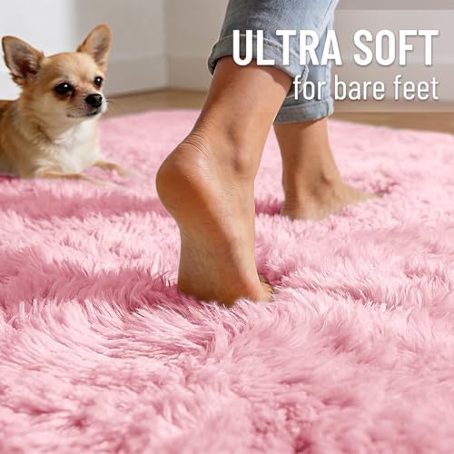OLANLY 2x8 Machine Washable Runner Rugs for Hallway, Soft Fluffy Shaggy Bedside Rugs for Bedroom, Living Room, Indoor Floor Carpet for Kids Girls and Boys, Nursery Rooms, Home Decor Aesthetic, Pink - Image 4