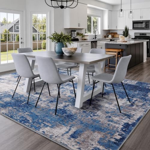 RELEANY Washable 10'x12' Abstract Area Rug for Living Room Blue Gray - Image 3