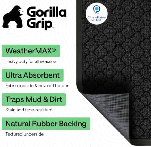 GORILLA GRIP WeatherMAX Door Mat, Indoor Outdoor, 35x23, Black Quatrefoil - Image 2