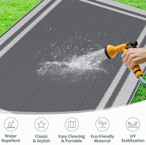 HappyTrends Outdoor Rug Portable Plastic Straw Camping Rugs for Outside RV - Image 5