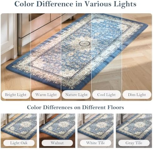 Collive Cushioned Anti Fatigue Kitchen Mats Boho Blue Kitchen Rugs, 20"x39" - Image 7
