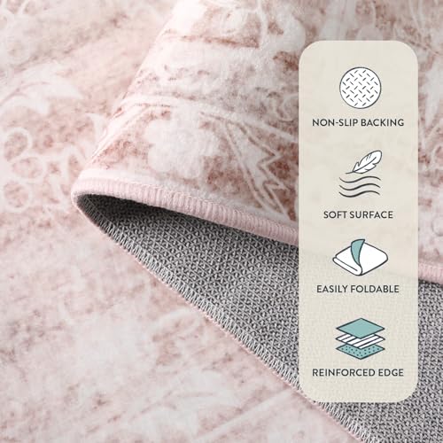 Lahome Pink Rug 6x9 Area Rugs, Soft Washable Rugs for Girls Bedroom - Image 6