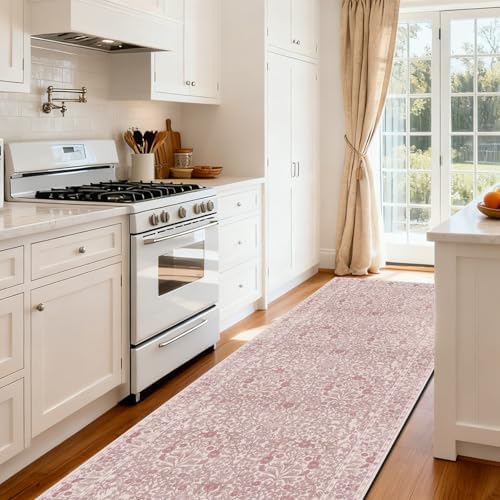 2'6" x 10' Runners Rug for Kitchen Washable Soft Carpet (Pink) - Image 3